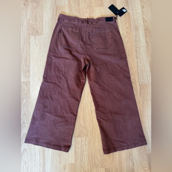 PAIGE Brooklyn Crop Wide Leg Double Button Jeans Vintage Brunette Size 34 NWT - Picture 4 of 7